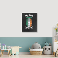 Irish Pride Fingerprint   My Story Started In Ireland Flag T Shirt Portrait Canvas Print | Artistshot