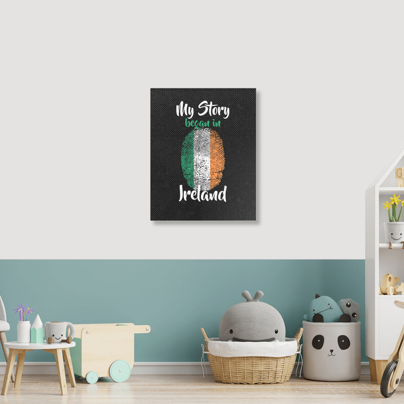 Irish Pride Fingerprint   My Story Started In Ireland Flag T Shirt Portrait Canvas Print by puawhla | Artistshot