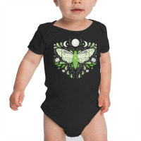 Mystical Moth Green Celestial Flower Moon Phases T Shirt Baby Bodysuit | Artistshot