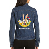 Enough End Gun Violence No Gun Ladies Denim Jacket | Artistshot