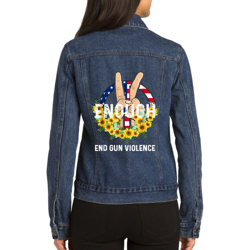 Enough End Gun Violence No Gun Ladies Denim Jacket by new121 | Artistshot