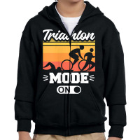 Womens Triathlon Mode On Cycling Swimming Running Triathlete Tank Top Youth Zipper Hoodie | Artistshot