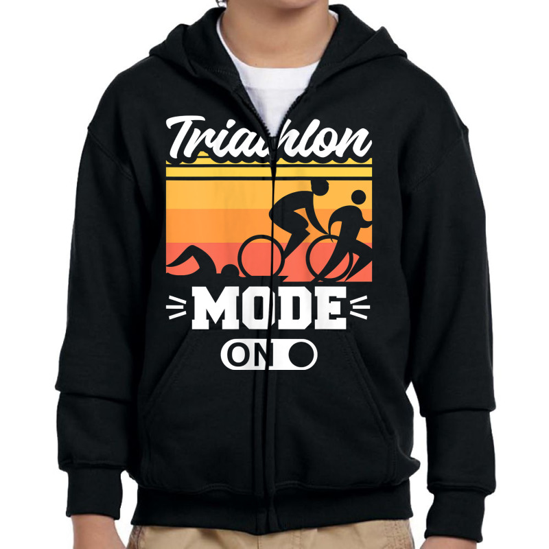 Womens Triathlon Mode On Cycling Swimming Running Triathlete Tank Top Youth Zipper Hoodie | Artistshot