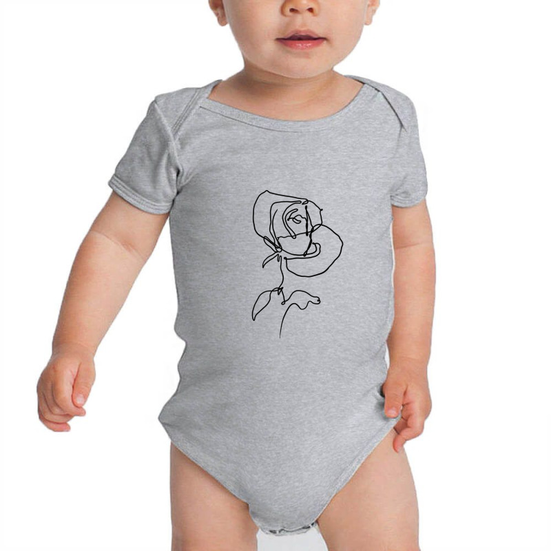 Rose Flower With Leaves Baby Bodysuit by Doodle Intent | Artistshot