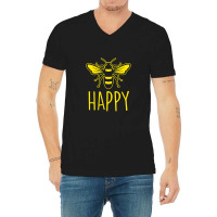 Bee Happy V-neck Tee | Artistshot