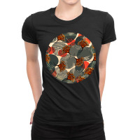 African Fabric Pattern Round Earrings 5 Ladies Fitted T-shirt | Artistshot