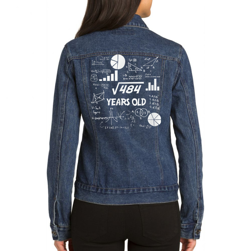 Birthday Square Root Math Problem Fun Calculation 22nd T Shirt Ladies Denim Jacket by magbyf | Artistshot