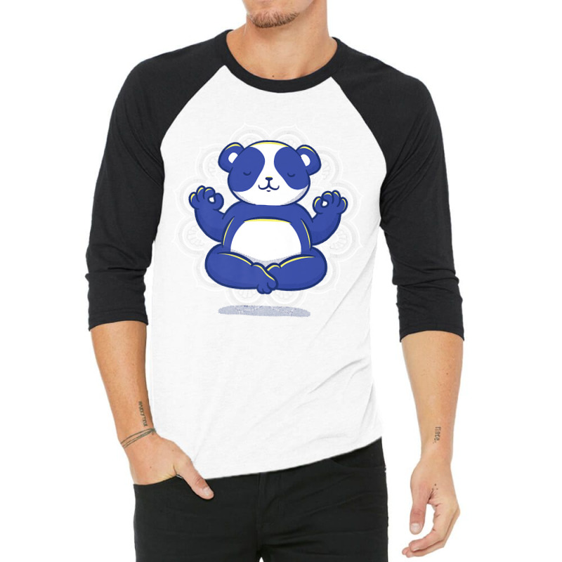 Sporty Panda Meditating In Yoga Pose Meditation Premium 3/4 Sleeve Shirt by PhoebeHaggett | Artistshot