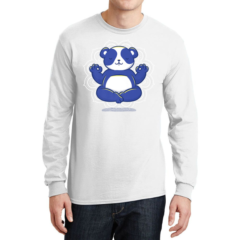 Sporty Panda Meditating In Yoga Pose Meditation Premium Long Sleeve Shirts by PhoebeHaggett | Artistshot