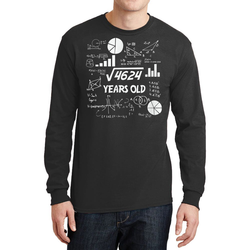 Birthday Square Root Math Problem Fun Calculation 68th T Shirt Long Sleeve Shirts by tognifx | Artistshot