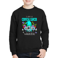 Cute Gnome I Am A Cervical Cancer Warrior Family Awareness T Shirt Youth Sweatshirt | Artistshot