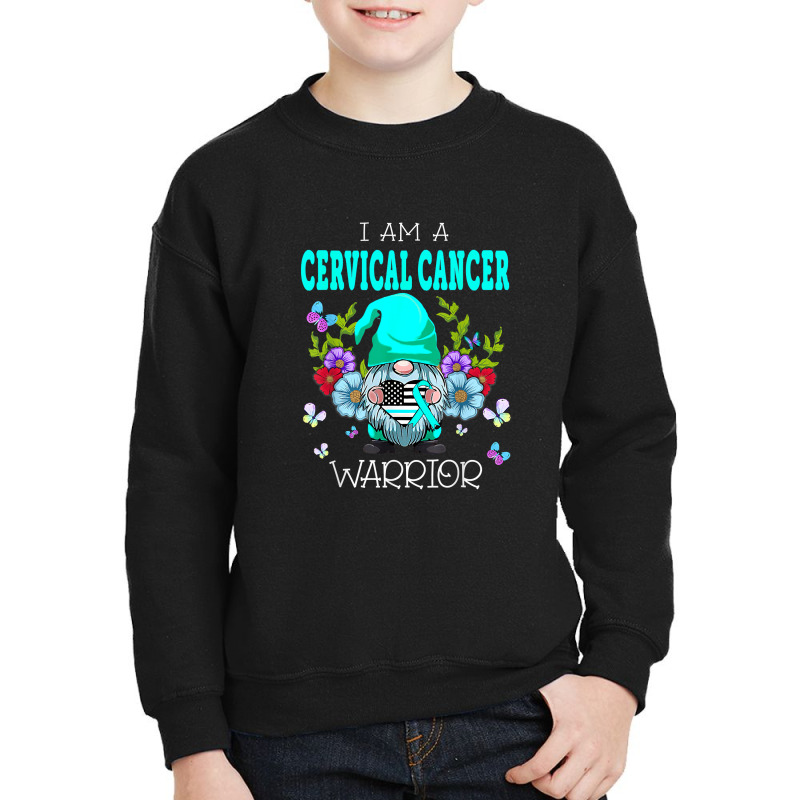 Cute Gnome I Am A Cervical Cancer Warrior Family Awareness T Shirt Youth Sweatshirt | Artistshot