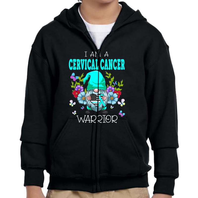 Cute Gnome I Am A Cervical Cancer Warrior Family Awareness T Shirt Youth Zipper Hoodie | Artistshot