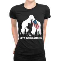 Let's Go Brandon Camping Bigfoot Rock And Roll Us Flag Ladies Fitted T-shirt | Artistshot