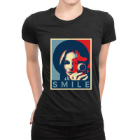 Retro Camera Smile Girl Ladies Fitted T-shirt | Artistshot