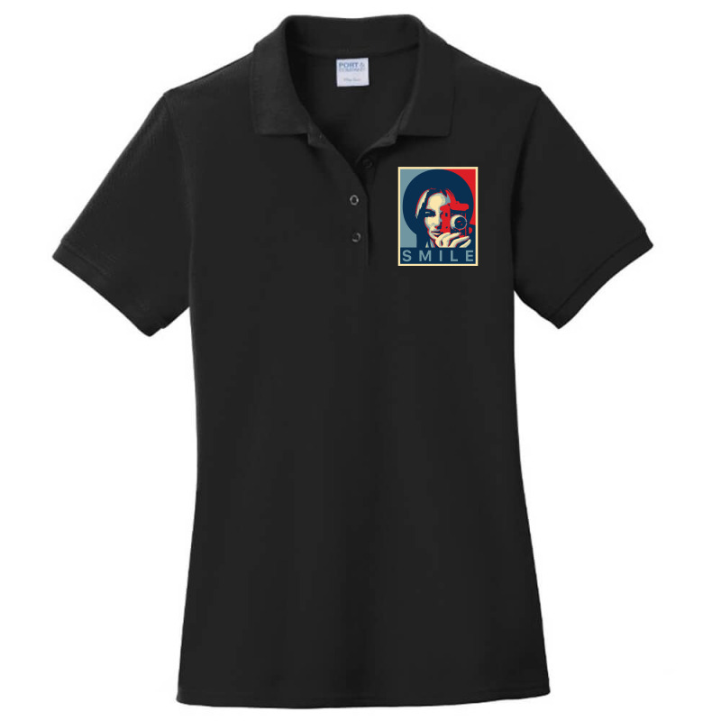 Retro Camera Smile Girl Ladies Polo Shirt | Artistshot