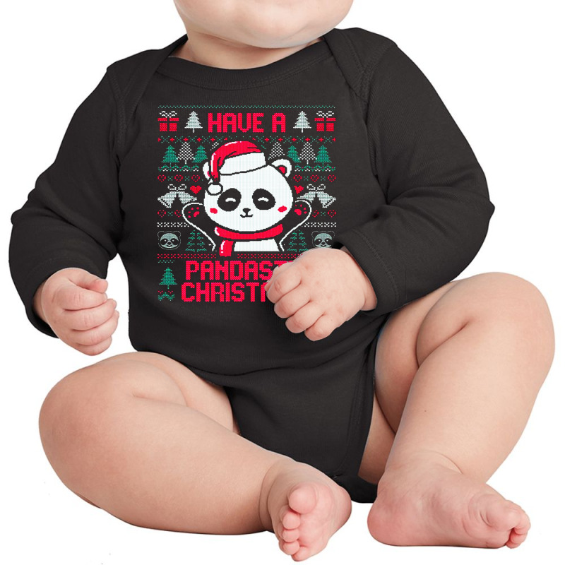 Christmas Pandastic Ugly Long Sleeve Baby Bodysuit by Vishaka | Artistshot