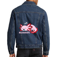 Cute Axolotl Lover Mexican Salamander Relaxolotl Men Denim Jacket | Artistshot