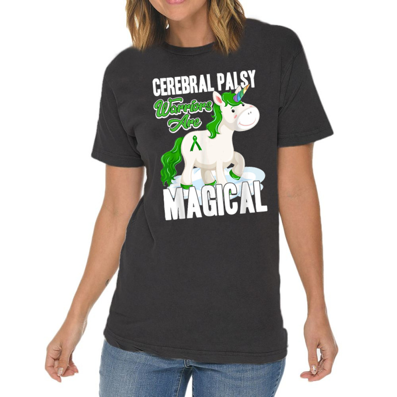 Cerebral Palsy Warrior Magical Unicorn Ataxic Green Ribbon T Shirt Vintage T-Shirt by Courtney Renee Jensen | Artistshot