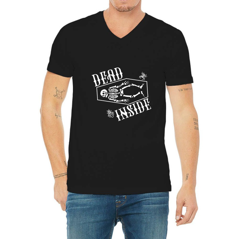 Dead Inside Skeleton Coffin V-neck Tee | Artistshot