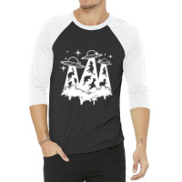 Dinosaur Alien Abduction Ufo T Rex 3/4 Sleeve Shirt | Artistshot