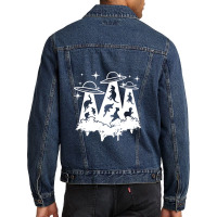 Dinosaur Alien Abduction Ufo T Rex Men Denim Jacket | Artistshot