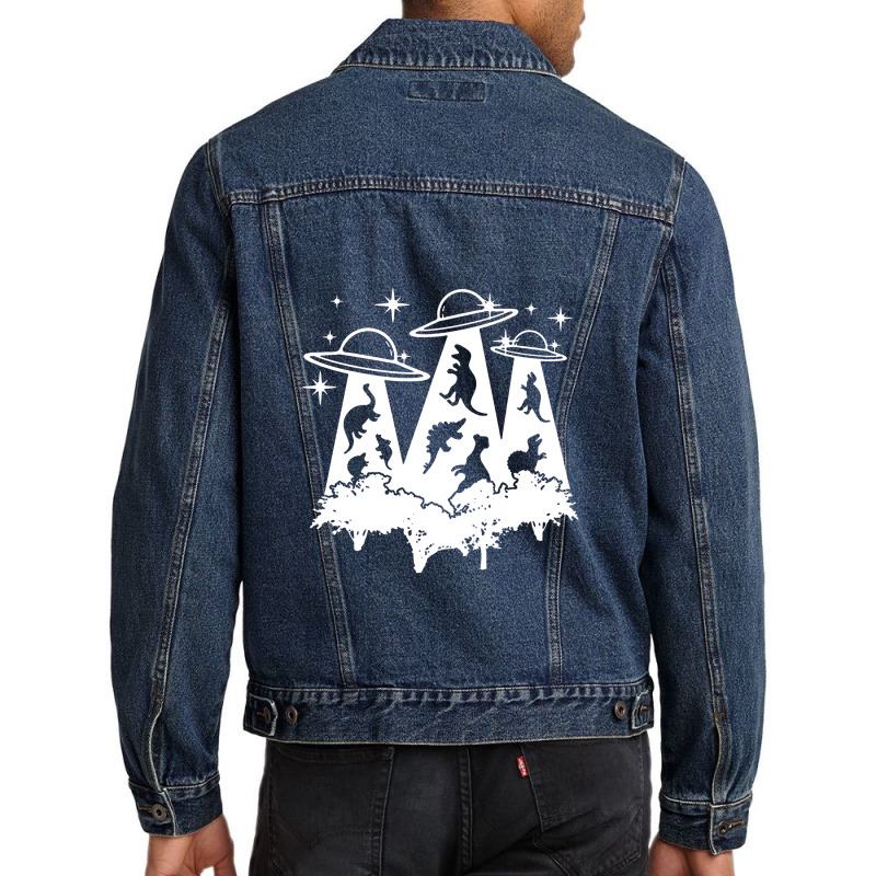 Dinosaur Alien Abduction Ufo T Rex Men Denim Jacket | Artistshot