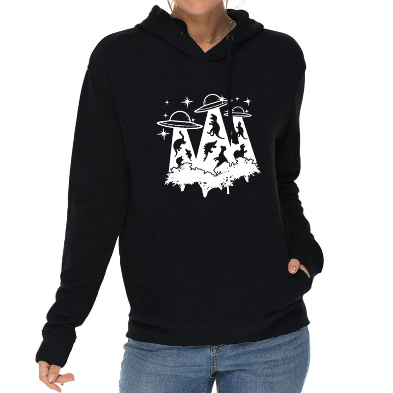 Dinosaur Alien Abduction Ufo T Rex Lightweight Hoodie | Artistshot