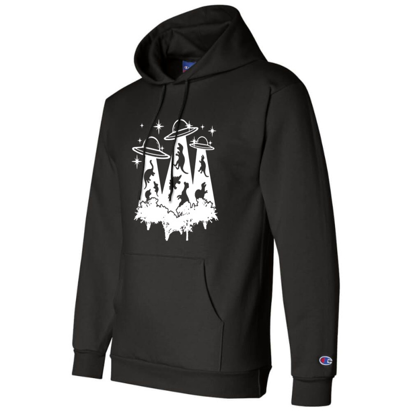 Dinosaur Alien Abduction Ufo T Rex Champion Hoodie | Artistshot