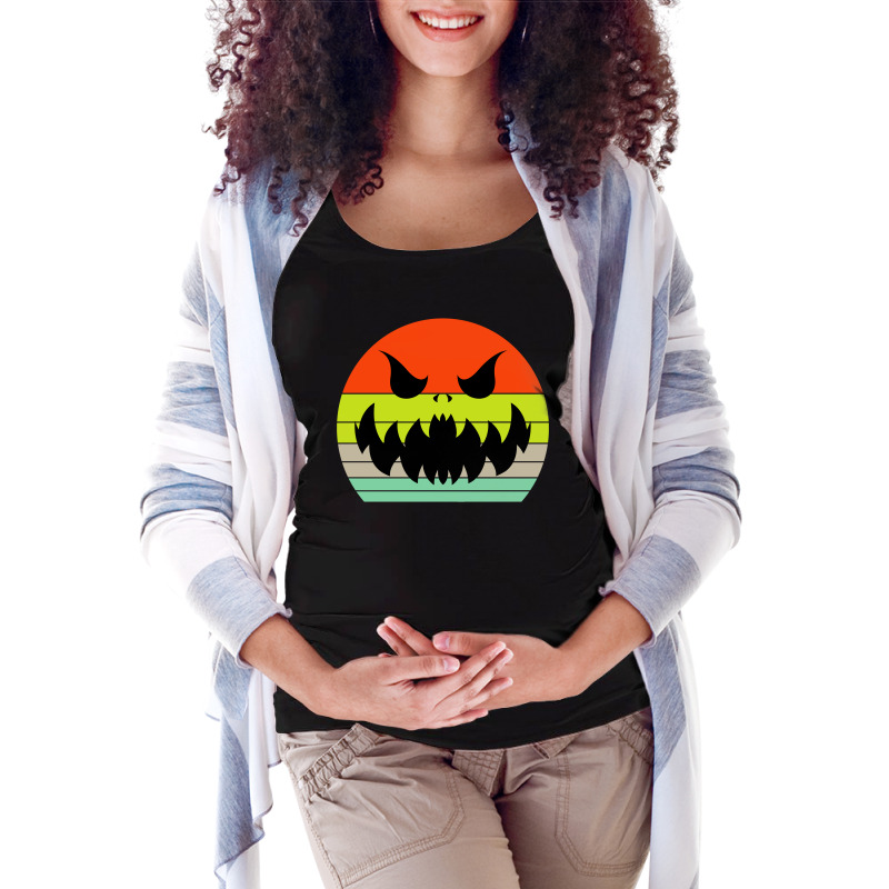 Vintage Scary Pumpkin Face Halloween Maternity Scoop Neck T-shirt | Artistshot