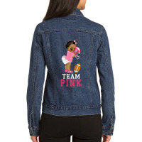 Ethnic Girl Football Player Team Pink Gender Reveals Ladies Denim Jacket | Artistshot