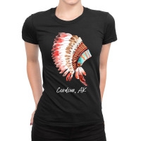 Native Indian Tribal Headdress Art T  Shirt Cordova Alaska Watercolor Ladies Fitted T-shirt | Artistshot