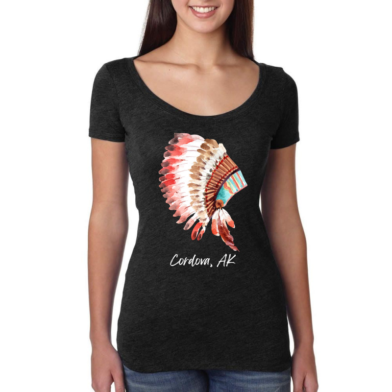 Native Indian Tribal Headdress Art T  Shirt Cordova Alaska Watercolor Women's Triblend Scoop T-shirt by baroncrona555 | Artistshot