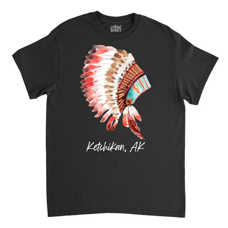 Native Indian Tribal Headdress Art T  Shirt Ketchikan Alaska Watercolo Classic T-shirt by baroncrona555 | Artistshot