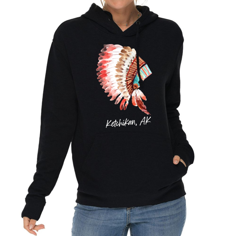 Native Indian Tribal Headdress Art T  Shirt Ketchikan Alaska Watercolo Lightweight Hoodie by baroncrona555 | Artistshot