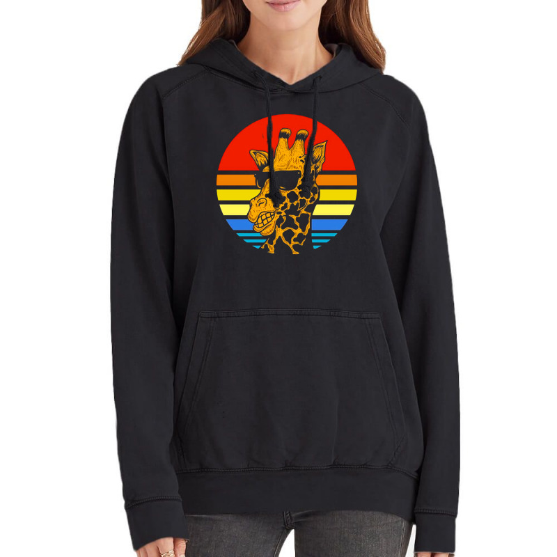 Giraffe Sunset Vector Vintage Hoodie | Artistshot