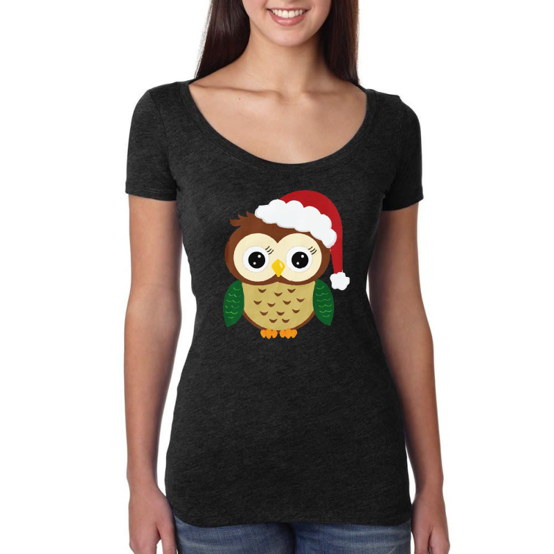 Adorable Christmas Owl Women's Triblend Scoop T-shirt by Vishaka | Artistshot