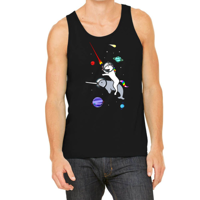 Unicorn Riding Narwhal In Space Tank Top | Artistshot