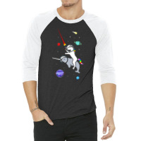 Unicorn Riding Narwhal In Space 3/4 Sleeve Shirt | Artistshot