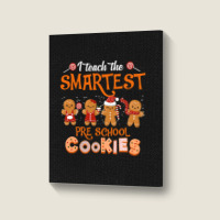 Teach Smartest Preschool Cookies Teacher Christmas Xmas Pjs T Shirt Portrait Canvas Print | Artistshot