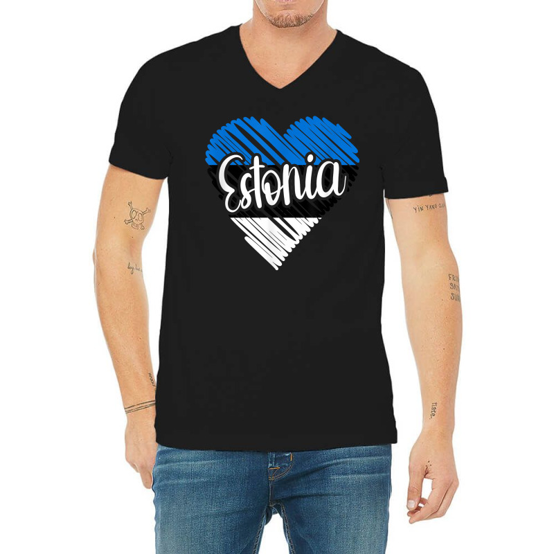 Estonia For Men Estonian Heart Flag For Women Estonia T Shirt V-neck Tee | Artistshot