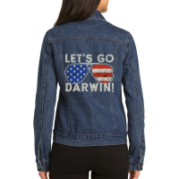 Aviator Sunglasses American Flag Let’s Go Darwin T Shirt Ladies Denim Jacket | Artistshot