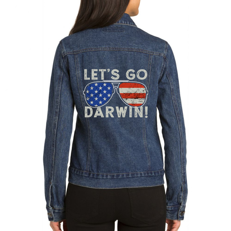 Aviator Sunglasses American Flag Let’s Go Darwin T Shirt Ladies Denim Jacket by bakien89 | Artistshot