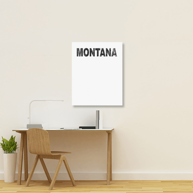 Vintage Montana Bold Black Text Mt Apparel T Shirt Portrait Canvas Print | Artistshot