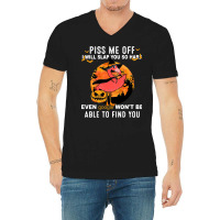 Flamingo Tropical Piss Me Off I Will Slap You Hard Pumpkin 77 Pink Bir V-neck Tee | Artistshot