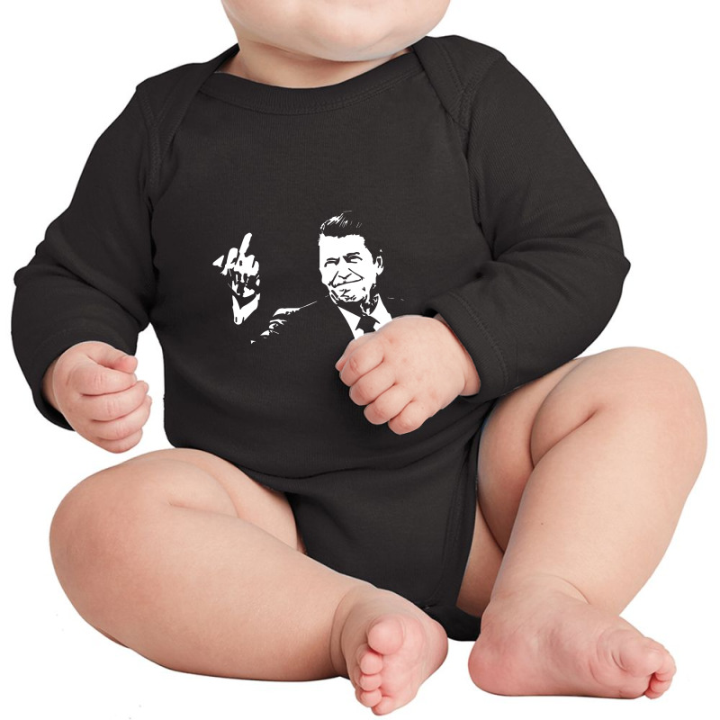 Ronald Reagan Flipping Long Sleeve Baby Bodysuit by lapilune | Artistshot