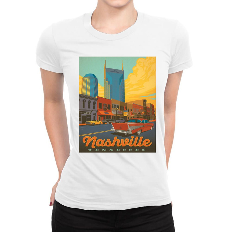 Nashville Tn Building Ladies Fitted T-Shirt by JuanCrawford | Artistshot