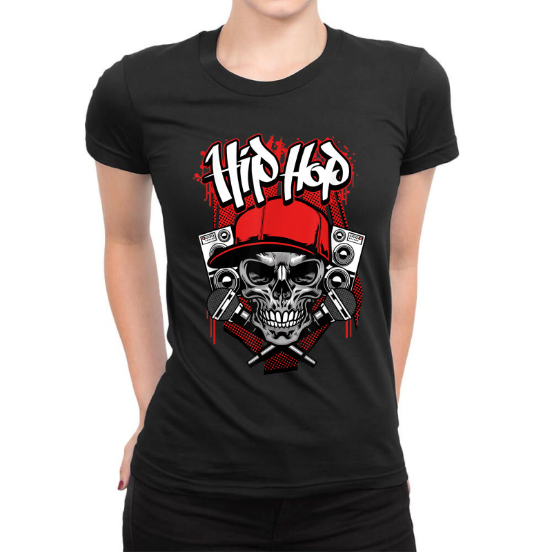 Hip Hop Skull Break Dance B-boy Beat Box Rap Ladies Fitted T-Shirt by Hoang95 | Artistshot