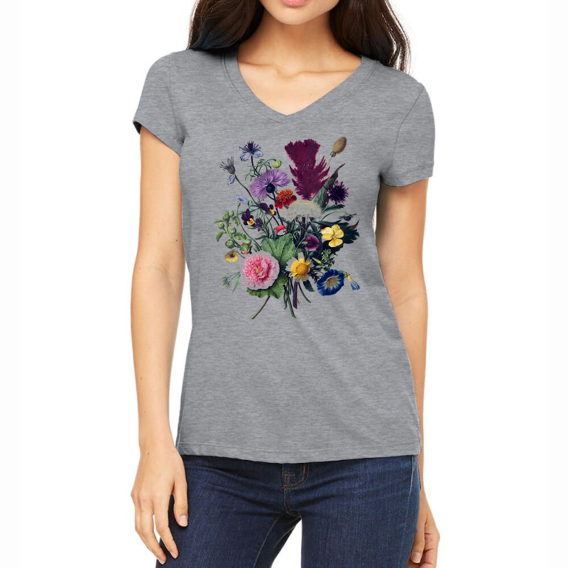 Womens Vintage Botanical Flower Wildflower Garden Botany V Neck T Shir Women's V-Neck T-Shirt by husserllpr | Artistshot