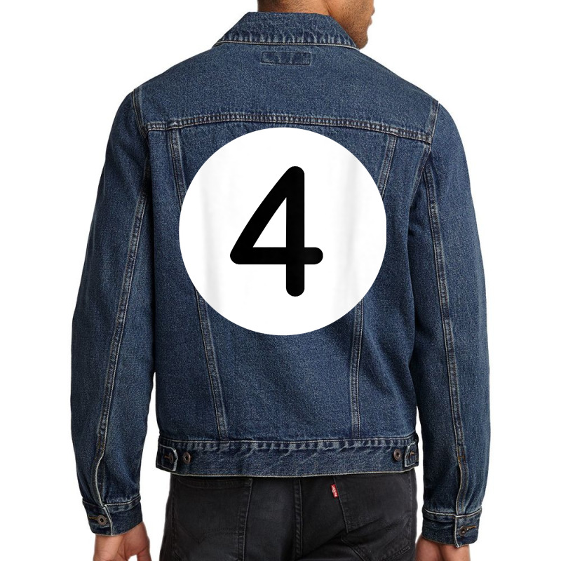 Purple Pool Ball Number Four Back Print T Shirt Billiards 4 Men Denim Jacket | Artistshot